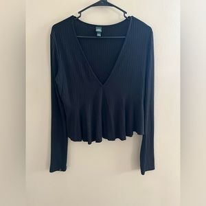 Cropped Flowy Long Sleeve Top
